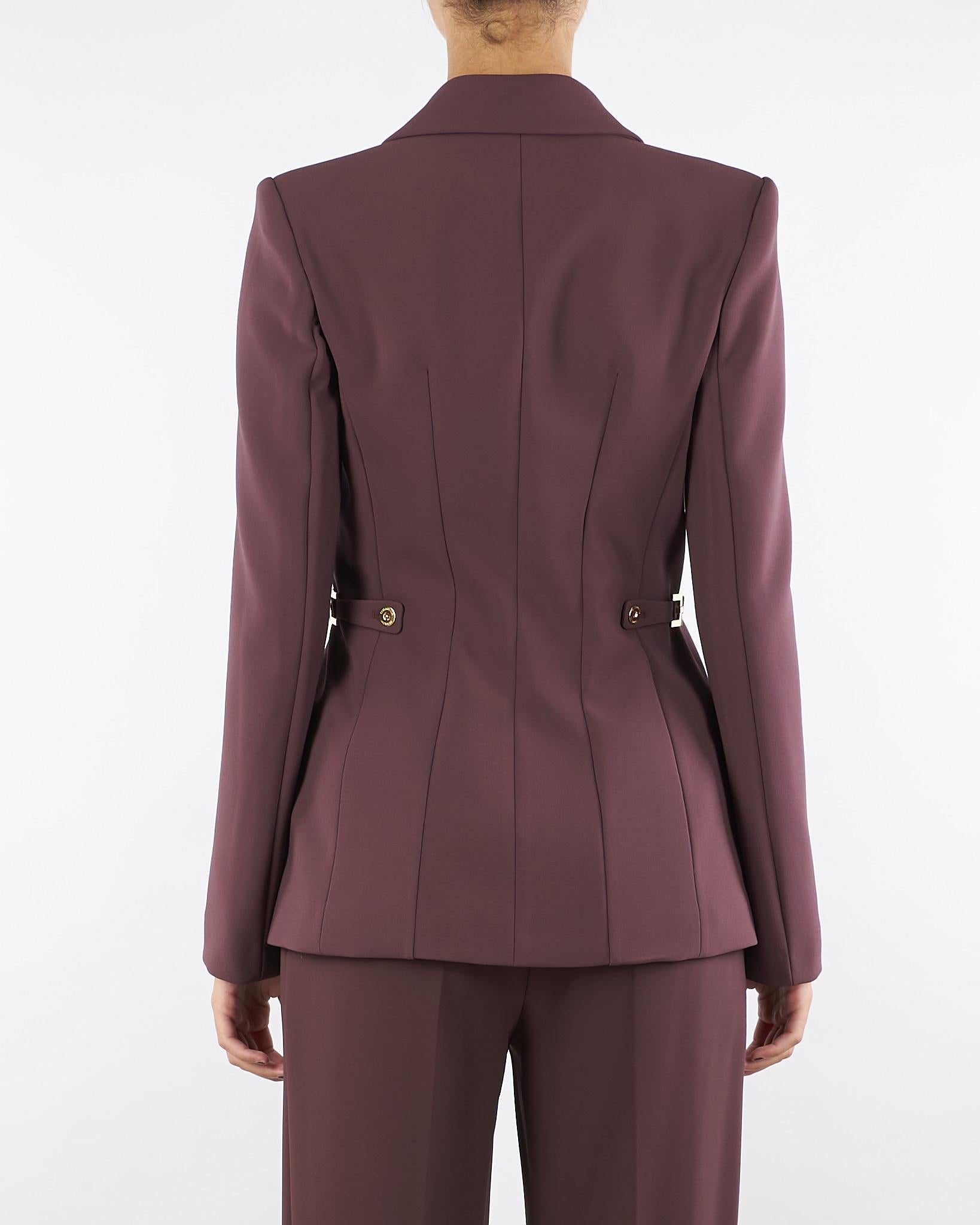 Giacca Merlot in crêpe leggero con dettagli gioiello GI17556E2 EA4 ELISABETTA FRANCHI 