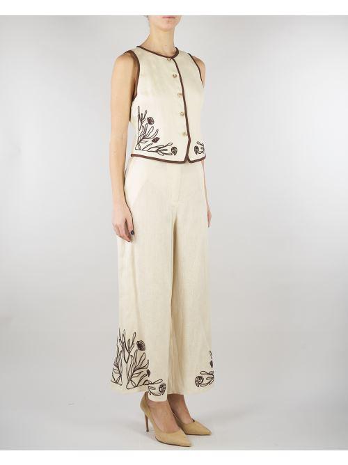 Pantalone Panna in lino con ricami MLLDOLCE 3 MARELLA 
