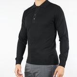 Maglia Polo Nero in lana merinos extrafine A010F001 9000 PAOLO PECORA 