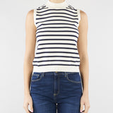 Top a righe Panna Blu in filato di viscosa stretch WKDSTALLO 10 MAX MARA WEEKEND 