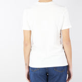 T-shirt con pizzo e logo di cristalli