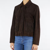 Giacca Marrone in Vera Pelle con Frange TF0328 69 VICOLO 