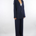 Pantaloni Blu in maglia con bottoni gioiello RF5260MA41R 93812 BLUGIRL 