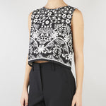Top crop Nero-Bianco in cotone stampato WKIFANALE 1 MAX MARA WEEKEND 