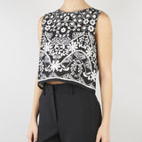 Top crop Nero-Bianco in cotone stampato WKIFANALE 1 MAX MARA WEEKEND 