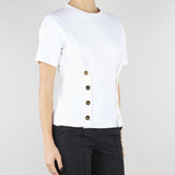 T-shirt Gesso con bottoni gold MA00461E2 270 ELISABETTA FRANCHI 