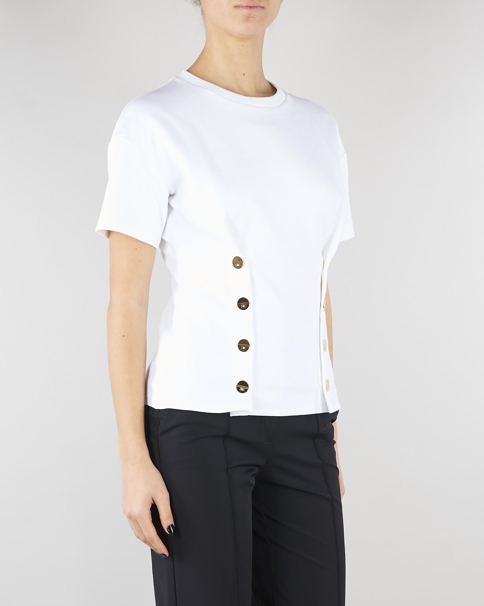 T-shirt Gesso con bottoni gold MA00461E2 270 ELISABETTA FRANCHI 