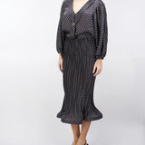 Gonna svasata in plissè stampa pois