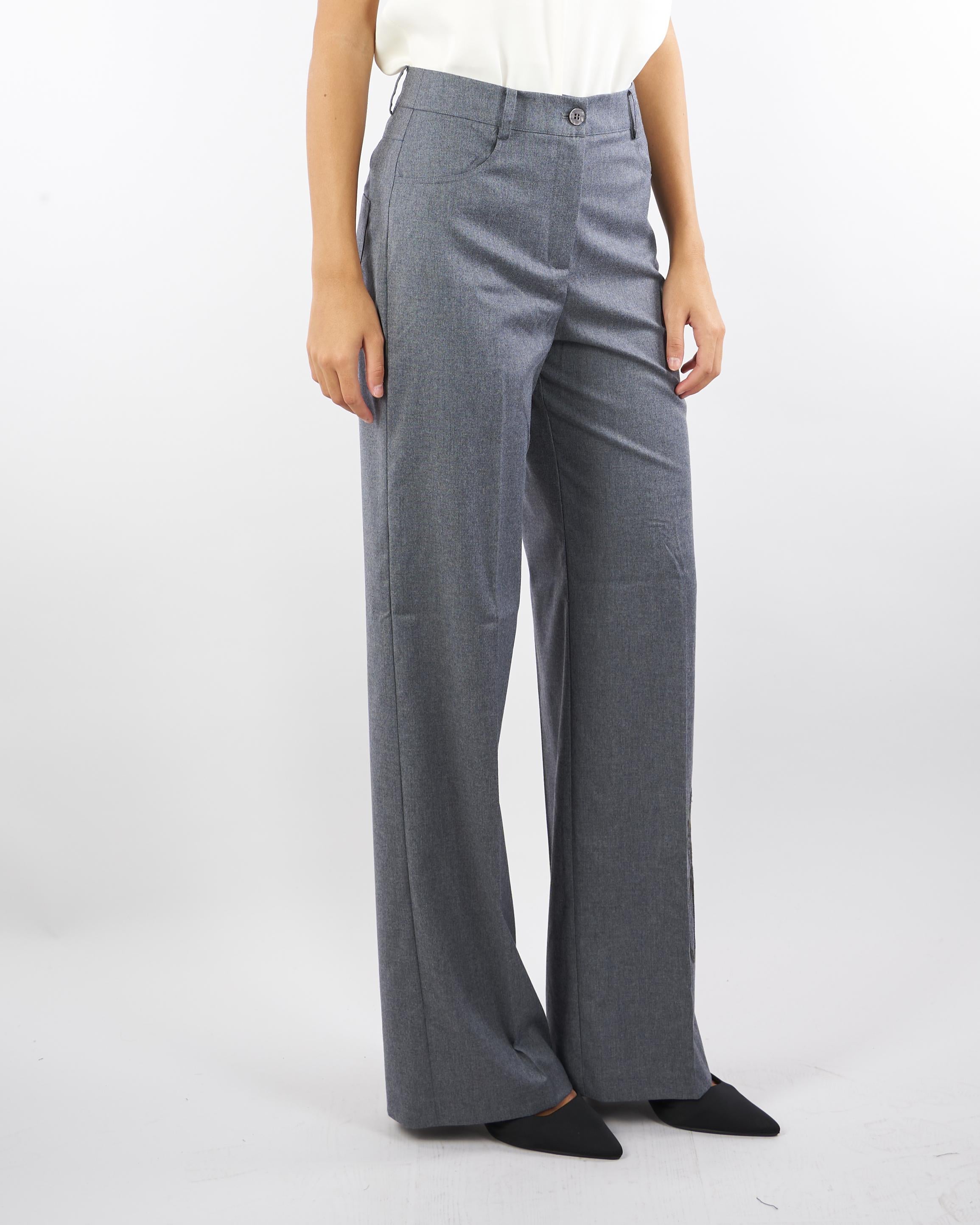 Pantalone Grigio Eruan in flanella con ricamo ERUAN 742 NENETTE 