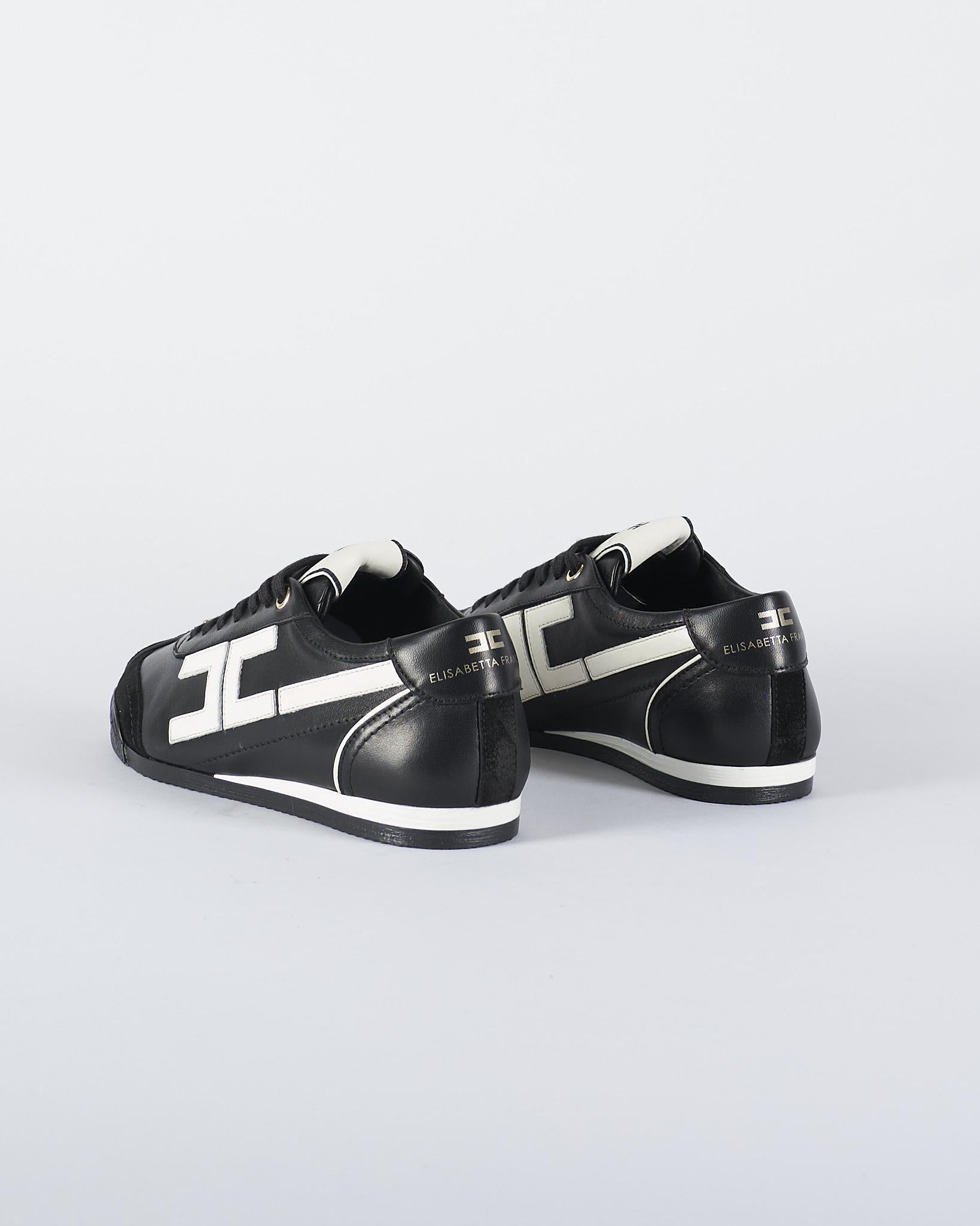 Sneaker Nero-Milk in pelle con dettaglio logo SA82G56E2 EF3 ELISABETTA FRANCHI 