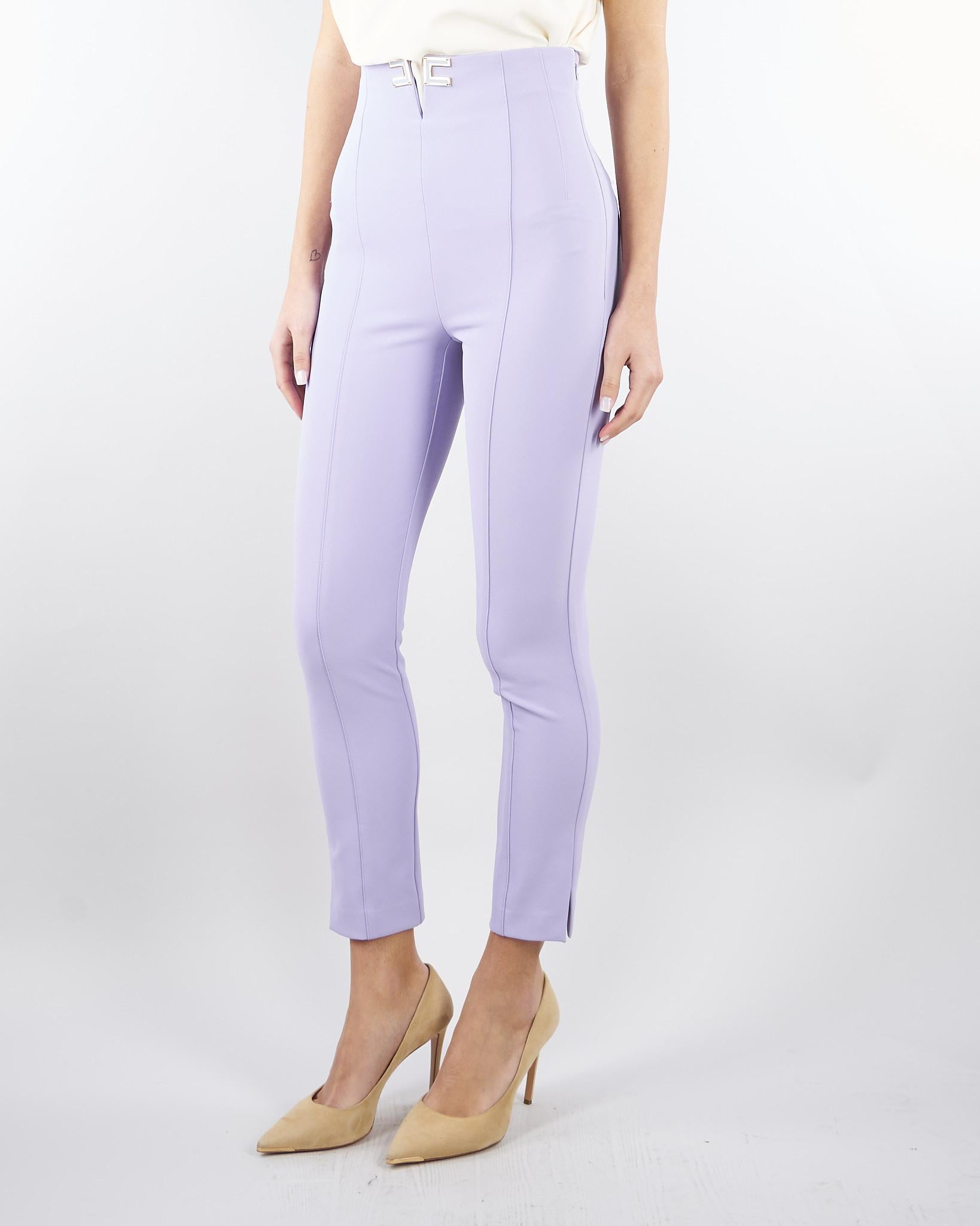 Pantaloni Lilla in doppio crêpe stretch con dettagli logo PA16361E2 EV7 ELISABETTA FRANCHI 