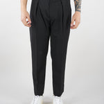 Pantalone Robin Nero in fresco lana con pences GC1PSS266900 D001 GOLDEN CRAFT 