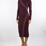 Abito Bordeaux midi glam rock in maglia 2A2960K291 M536 PATRIZIA PEPE 