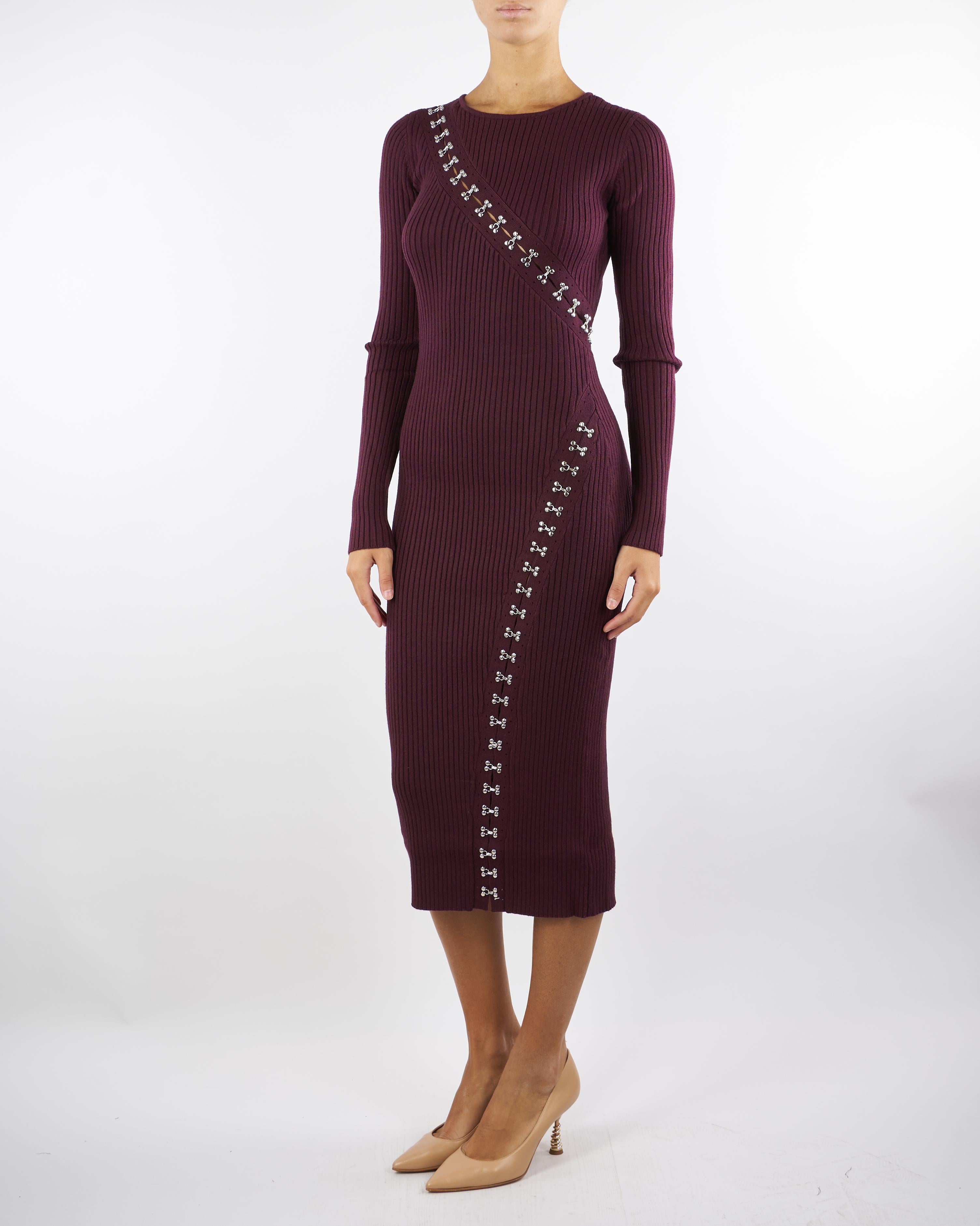 Abito Bordeaux midi glam rock in maglia 2A2960K291 M536 PATRIZIA PEPE 