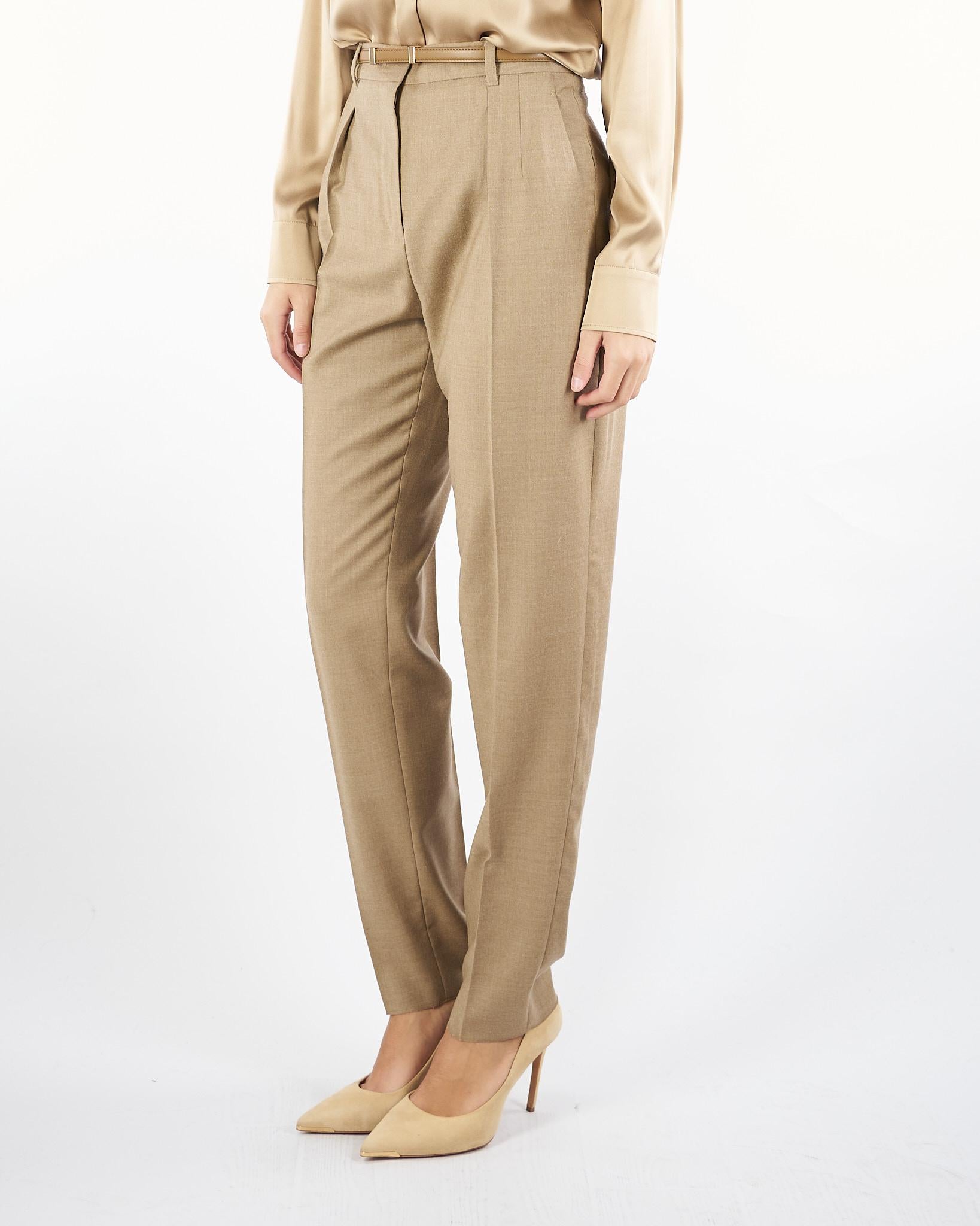 Pantalone Beige in flanella di lana con doppia pinces RANIA 6 MAX MARA STUDIO 