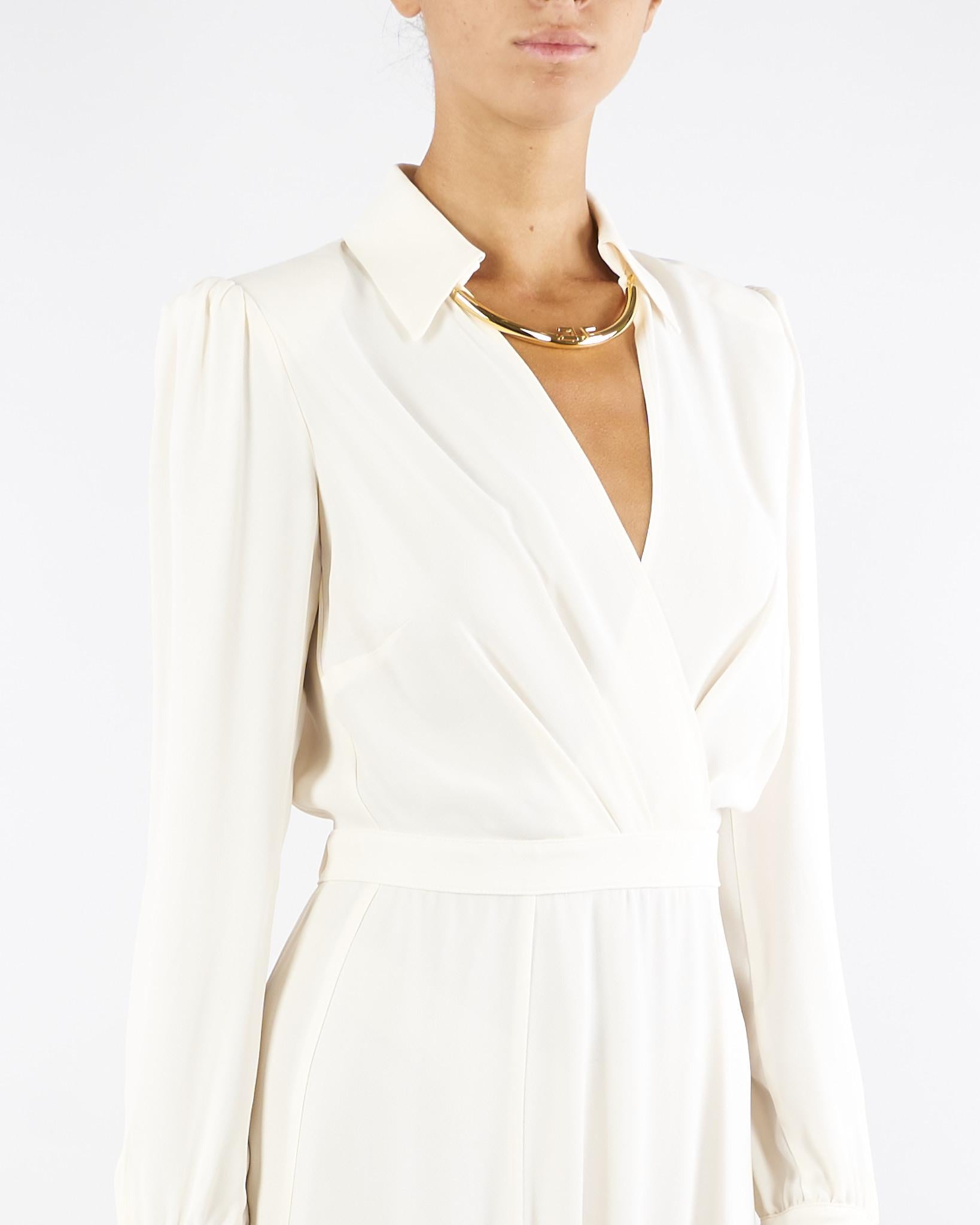 Abito Milk in georgette con collana tubolare ABT0356E2 DZ9 ELISABETTA FRANCHI 