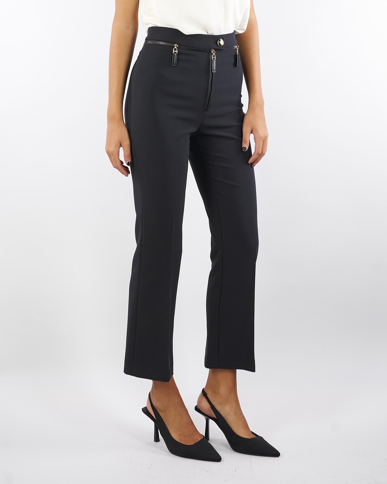 Pantaloni Nero in doppio crêpe PA10856E2 110 ELISABETTA FRANCHI 