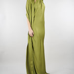 Abito Verde in satin con fiore AT132 36 ATELIER LEGORA 