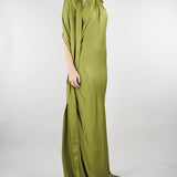 Abito Verde in satin con fiore AT132 36 ATELIER LEGORA 