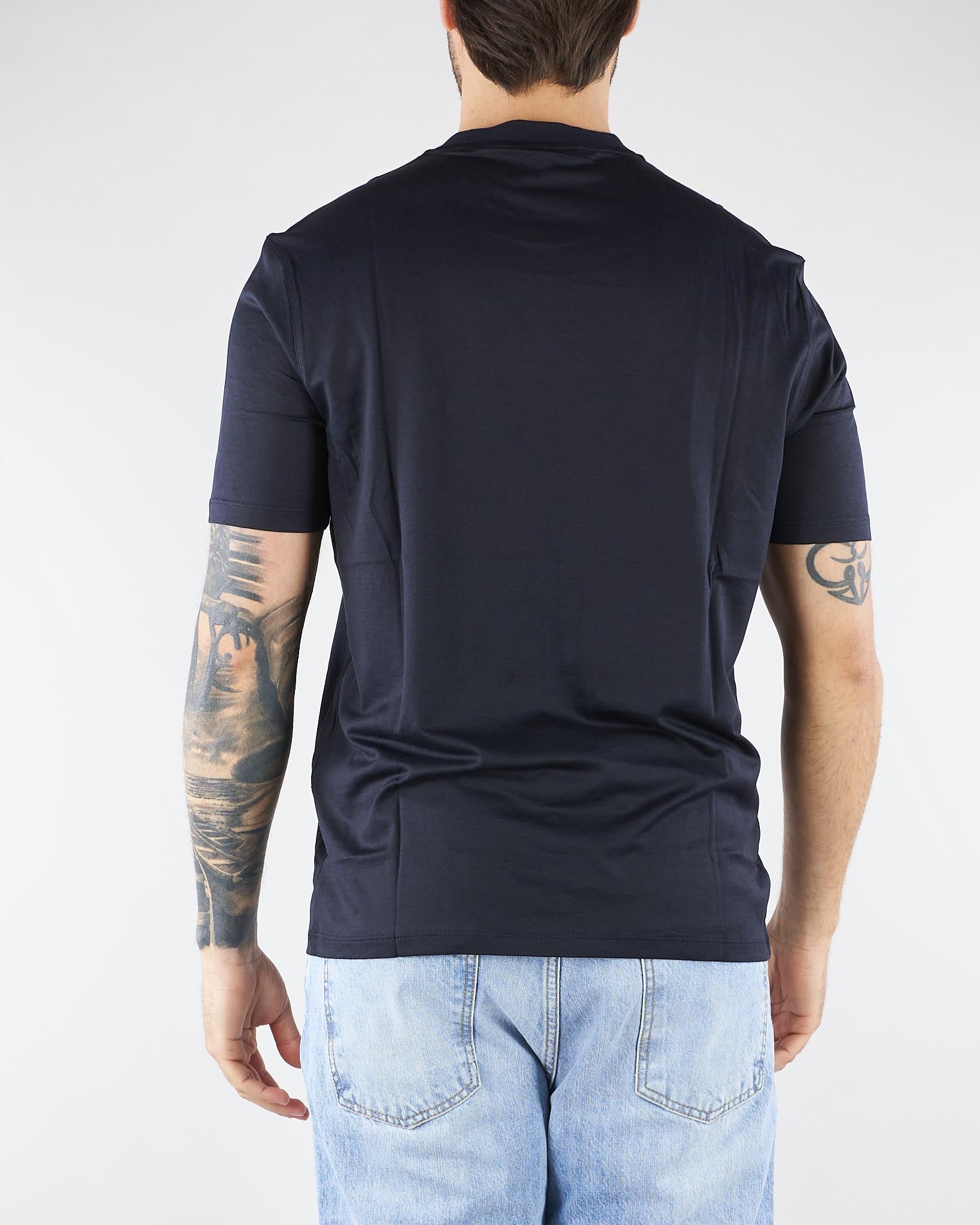 T-shirt Blu in jersey lyocell con logo EM004592AF13747 UB118 EMPORIO ARMANI 