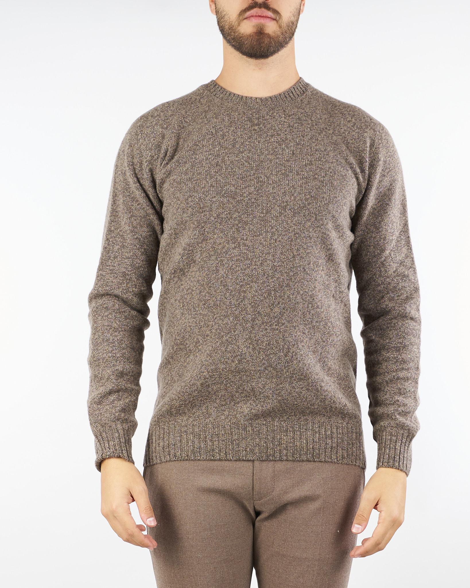 Maglia Marrone Melange in pura lana e cashmere 50657 35 JEORDIE'S 