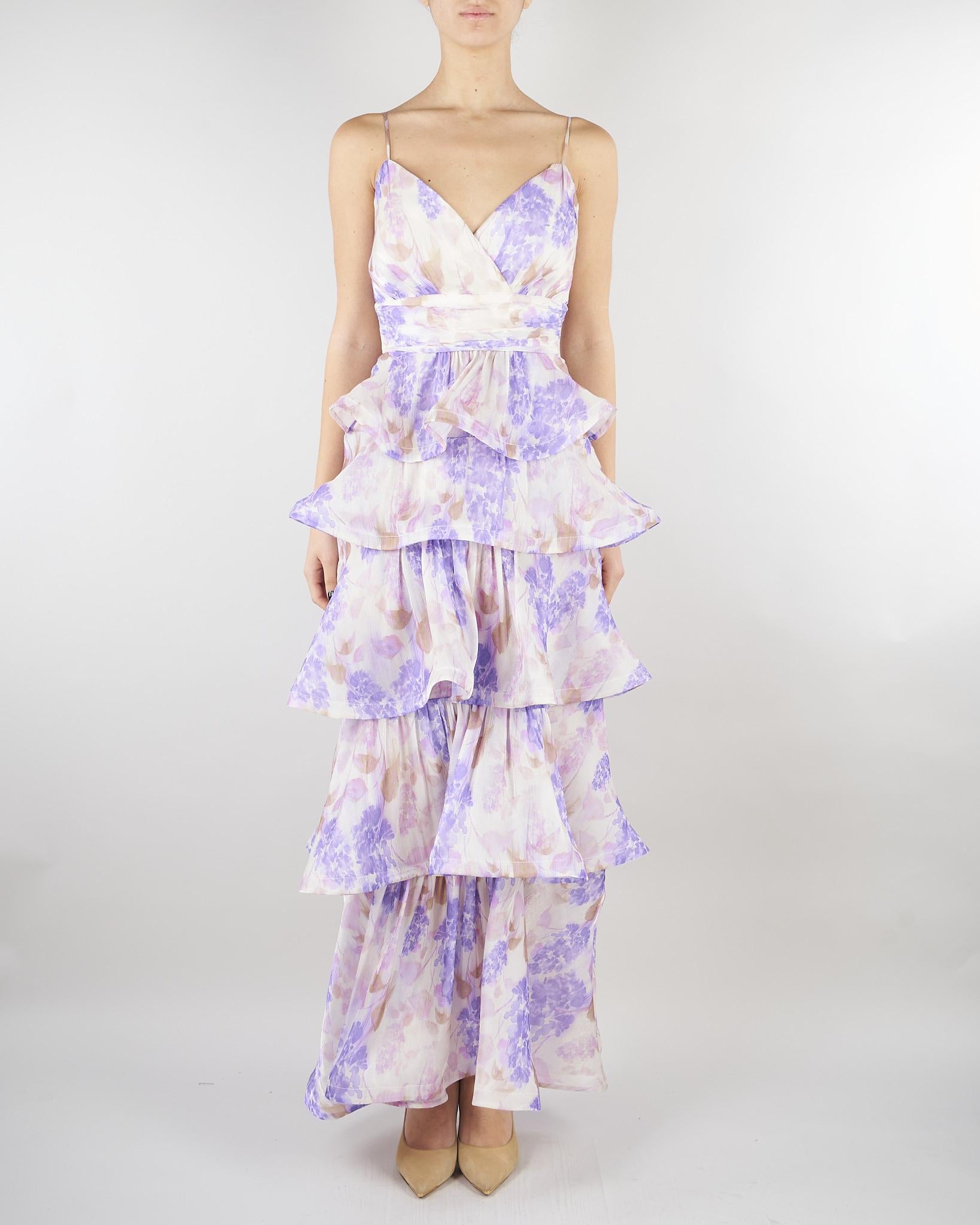 Abito Lilla a fantasia con balze ACT16165AB4117 36 ACTUALEE 