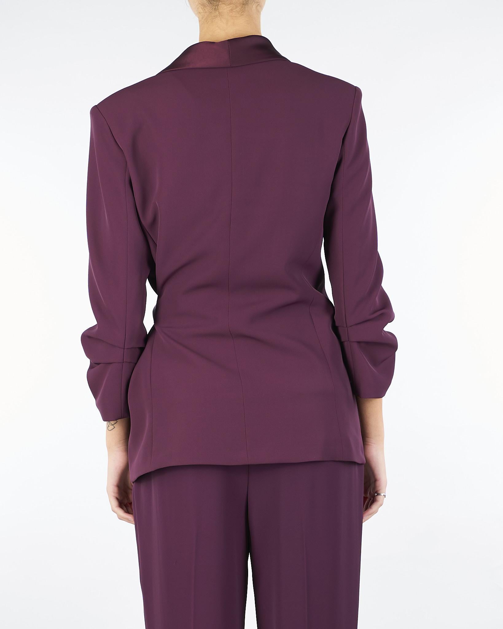 Blazer Bordeaux con chiusura laterale e rever in satin JBF1KHX 85 IMPERIAL 
