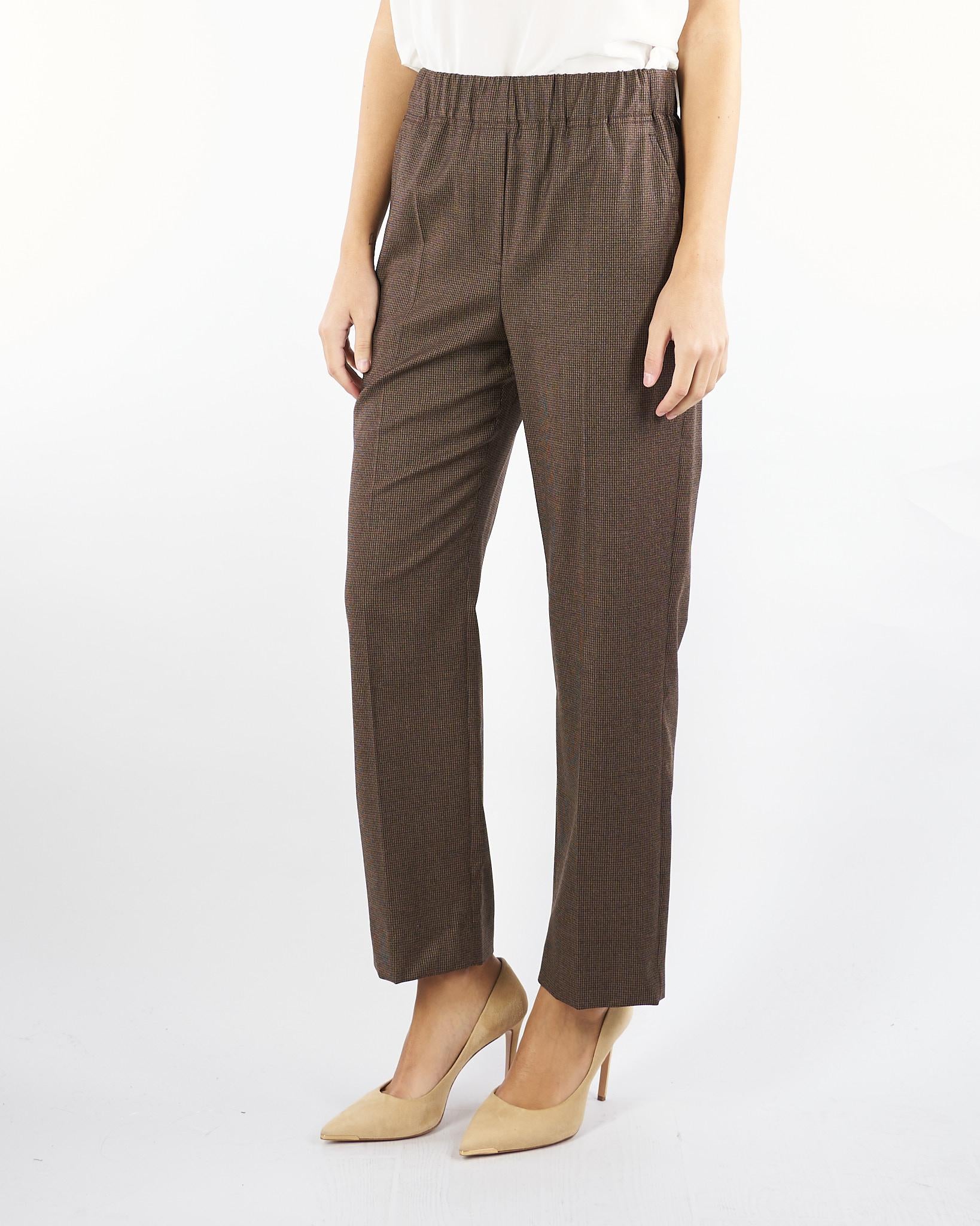 Pantalone Marrone in flanella di lana HATELEY 44 MAX MARA WEEKEND 