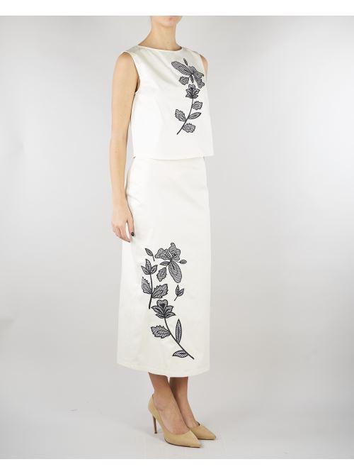 Gonna Bianco a matita con ricamo PBPTUONO 1 PENNY BLACK 