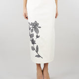 Gonna Bianco a matita con ricamo PBPTUONO 1 PENNY BLACK 