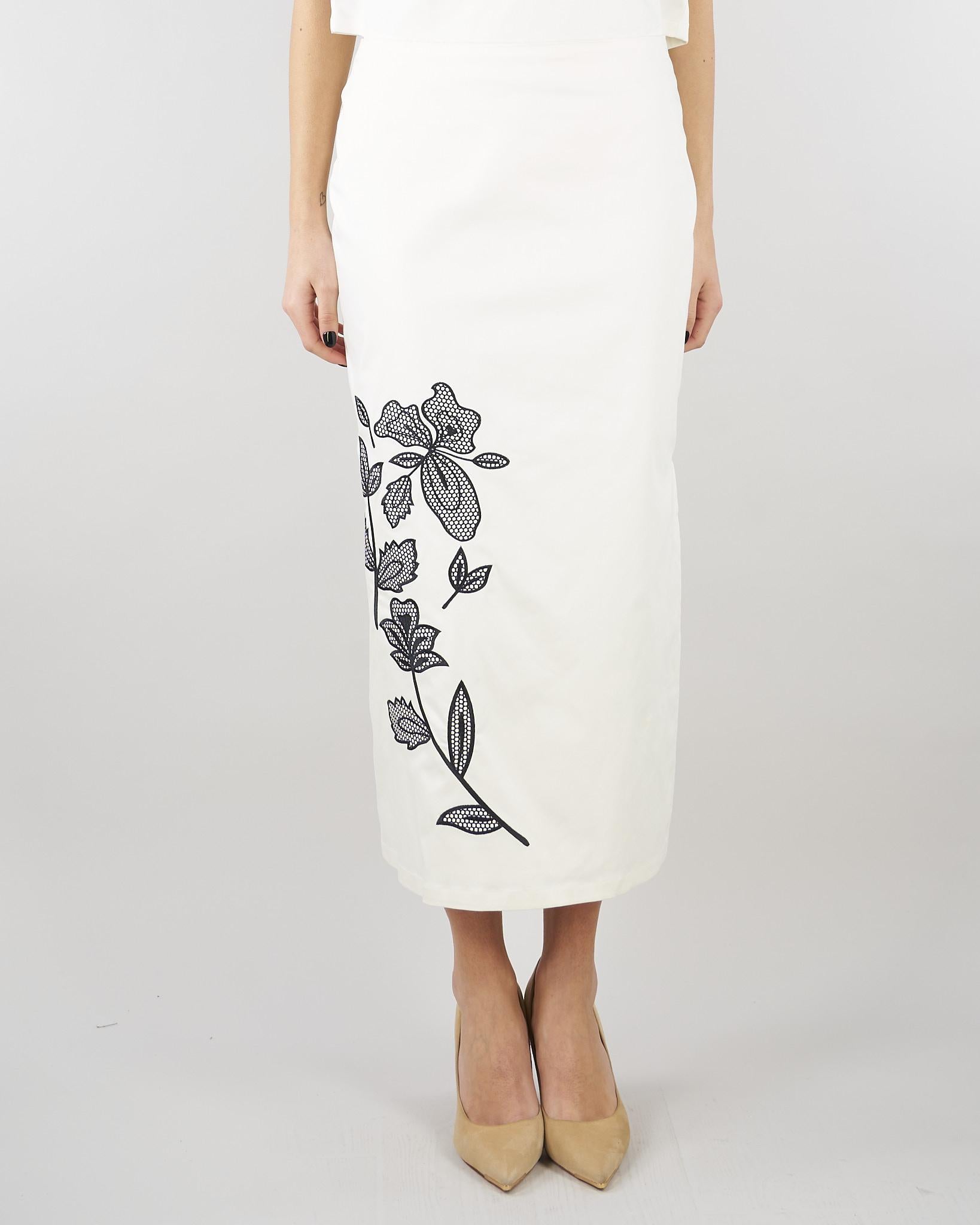 Gonna Bianco a matita con ricamo PBPTUONO 1 PENNY BLACK 