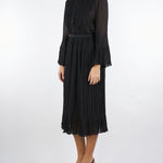 Abito Chemisier Nero con plisse D47EQ032E62 MF099 ERMANNO BY ERMANNO SCERVINO 