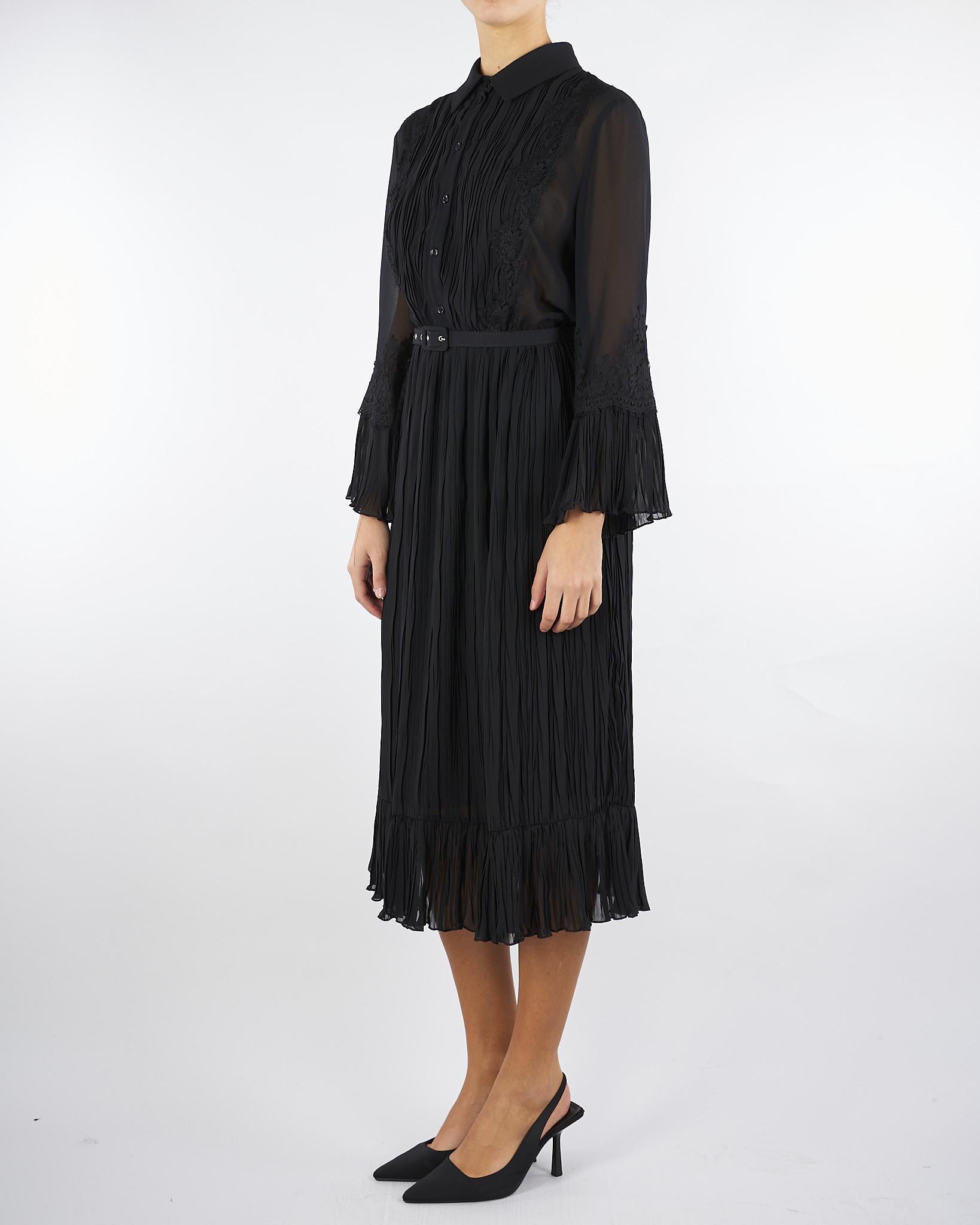 Abito Chemisier Nero con plisse D47EQ032E62 MF099 ERMANNO BY ERMANNO SCERVINO 