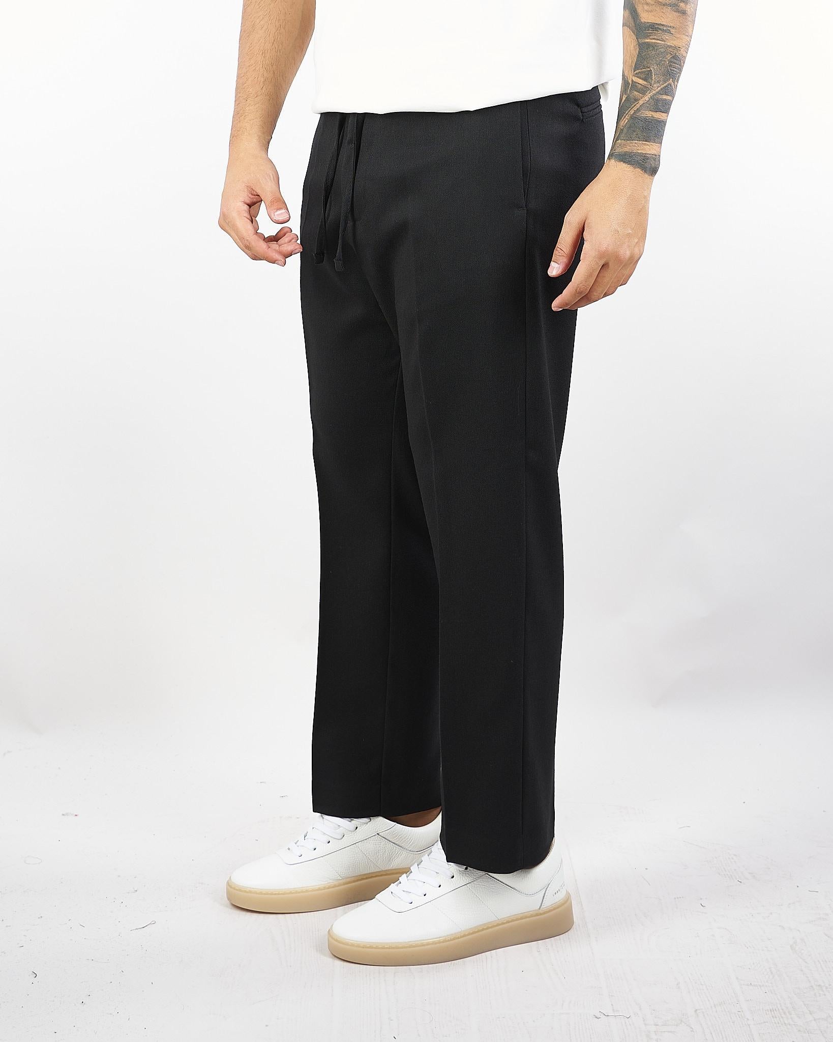 Pantalone Nero wide leg con elastico in vita PA3506 9 I'M BRIAN 