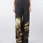 Pantalone Nero fluido in seta stampata MSEMAPPA 3 MAX MARA STUDIO 