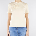 T-shirt Crema con ricamo fiore TP2080 7222 TWIN SET 