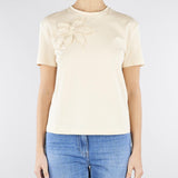 T-shirt Crema con ricamo fiore TP2080 7222 TWIN SET 