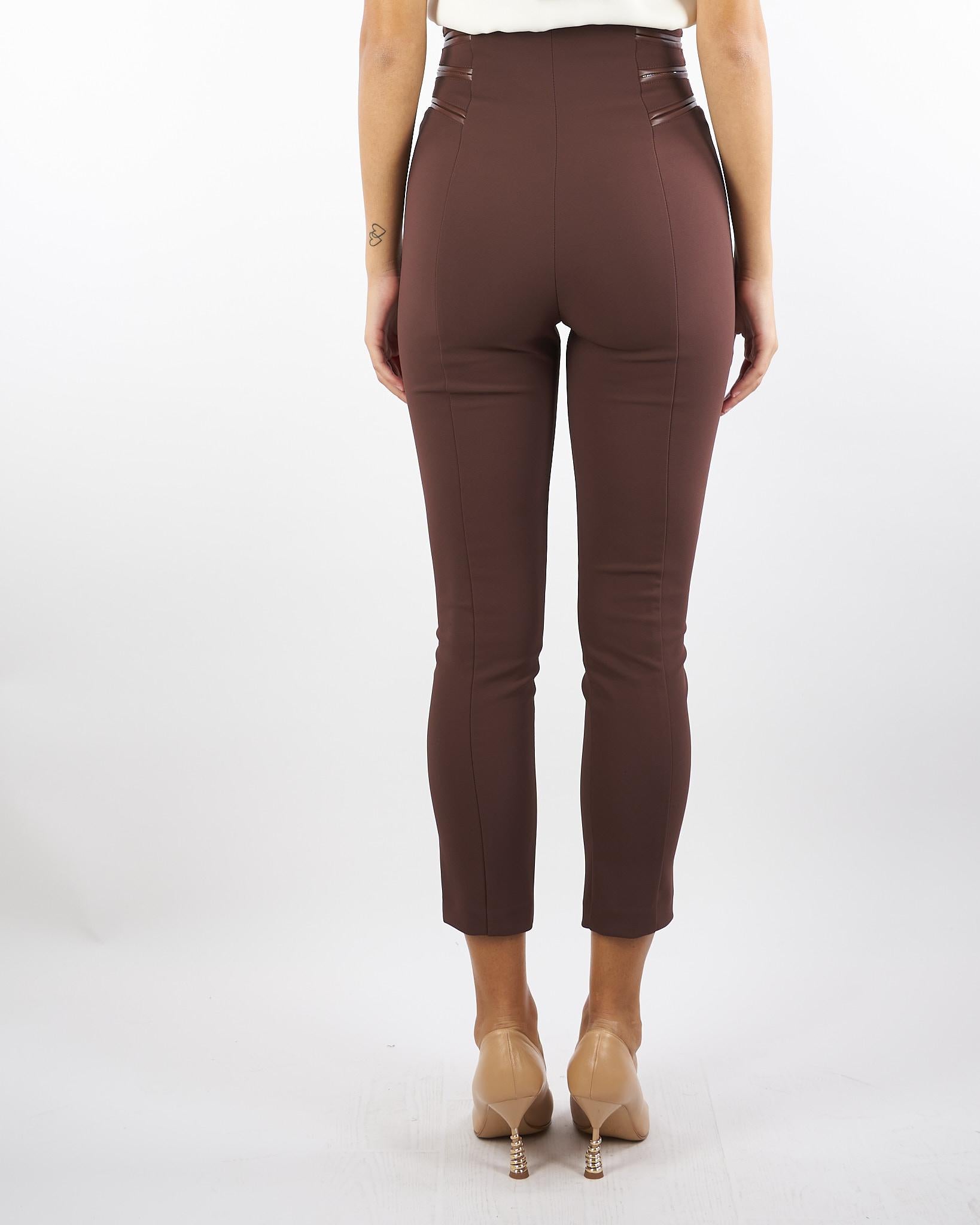 Pantaloni Coffee in crêpe con dettagli zip PA11956E2 EA3 ELISABETTA FRANCHI 