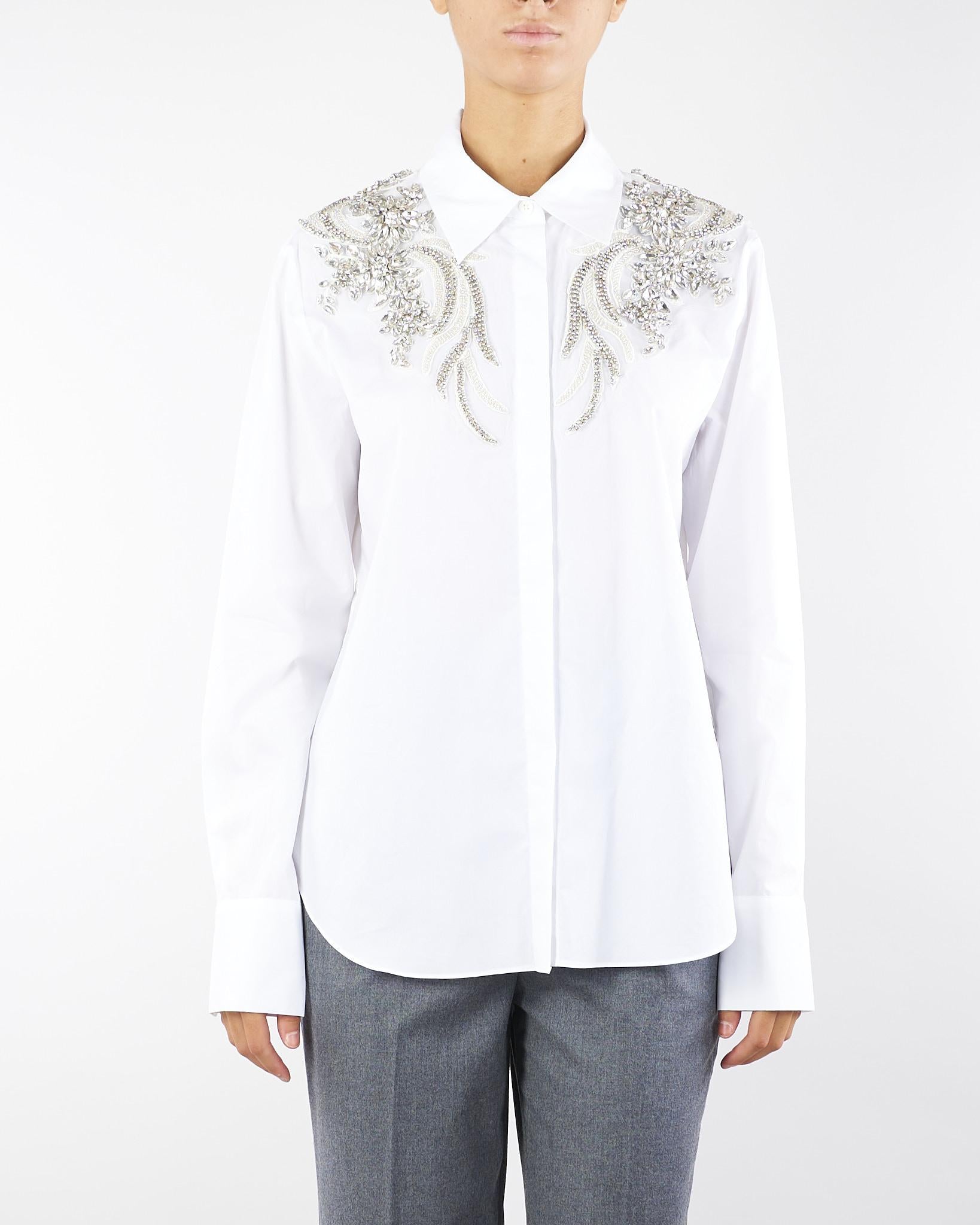 Camicia Bianco con patch di cristalli RF5100TS246 11111 BLUGIRL 