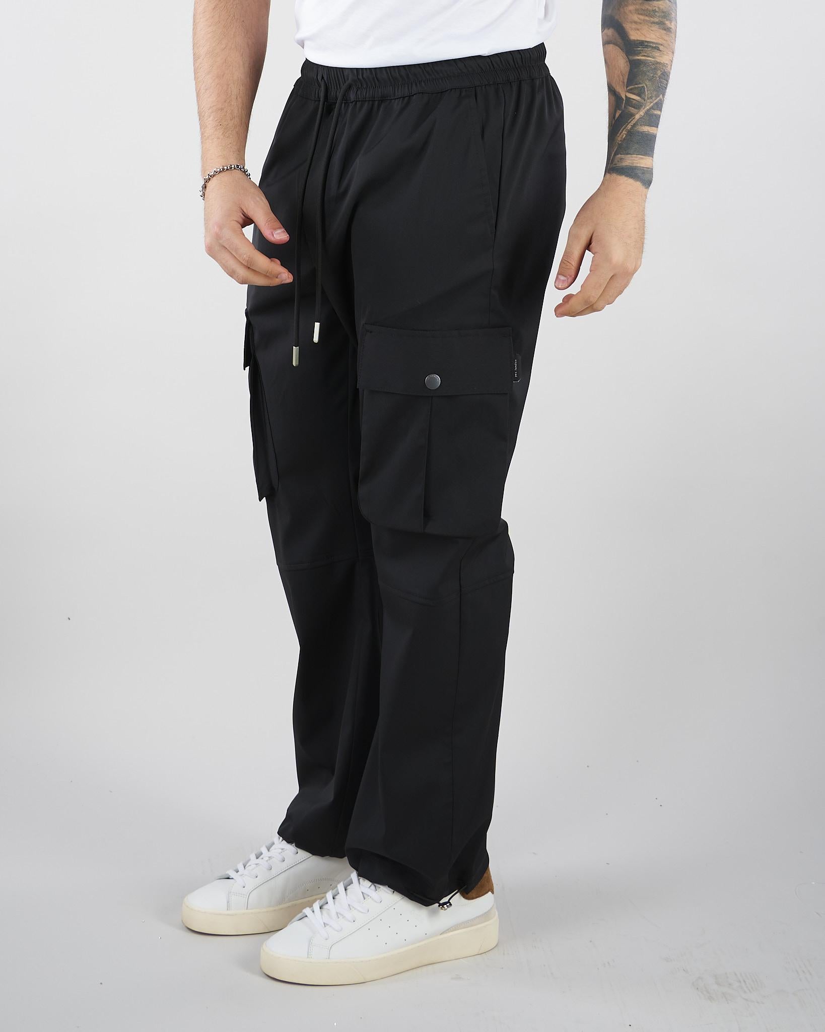 Pantalone cargo Nero Relaxed fit XP3382 99 YES LONDON 