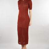 Abito lungo Ruggine in maglia chevron TT3100 13332 TWIN SET 
