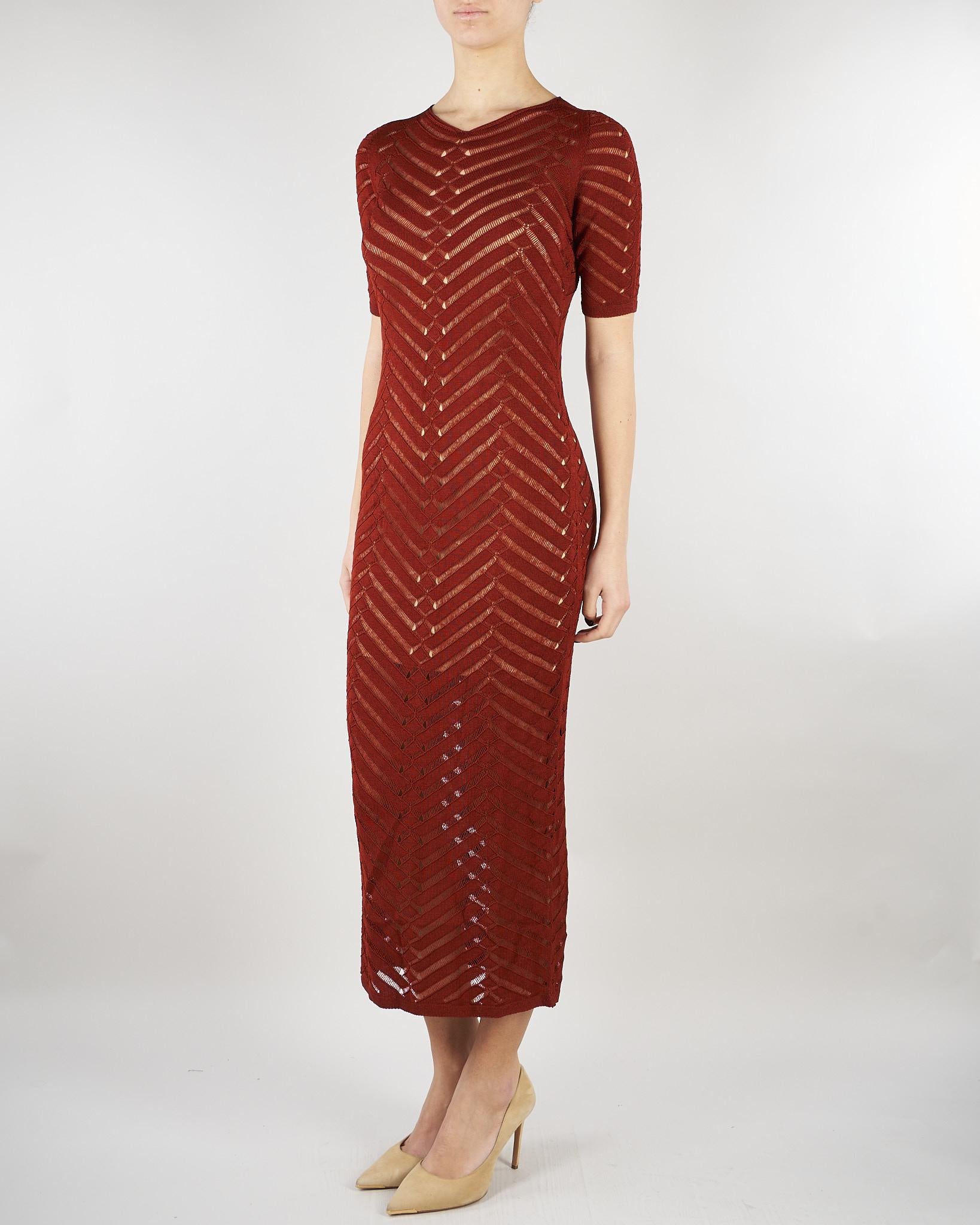 Abito lungo Ruggine in maglia chevron TT3100 13332 TWIN SET 