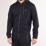 Felpa con cappuccio e zip in tessuto punto Roma Emporio Armani