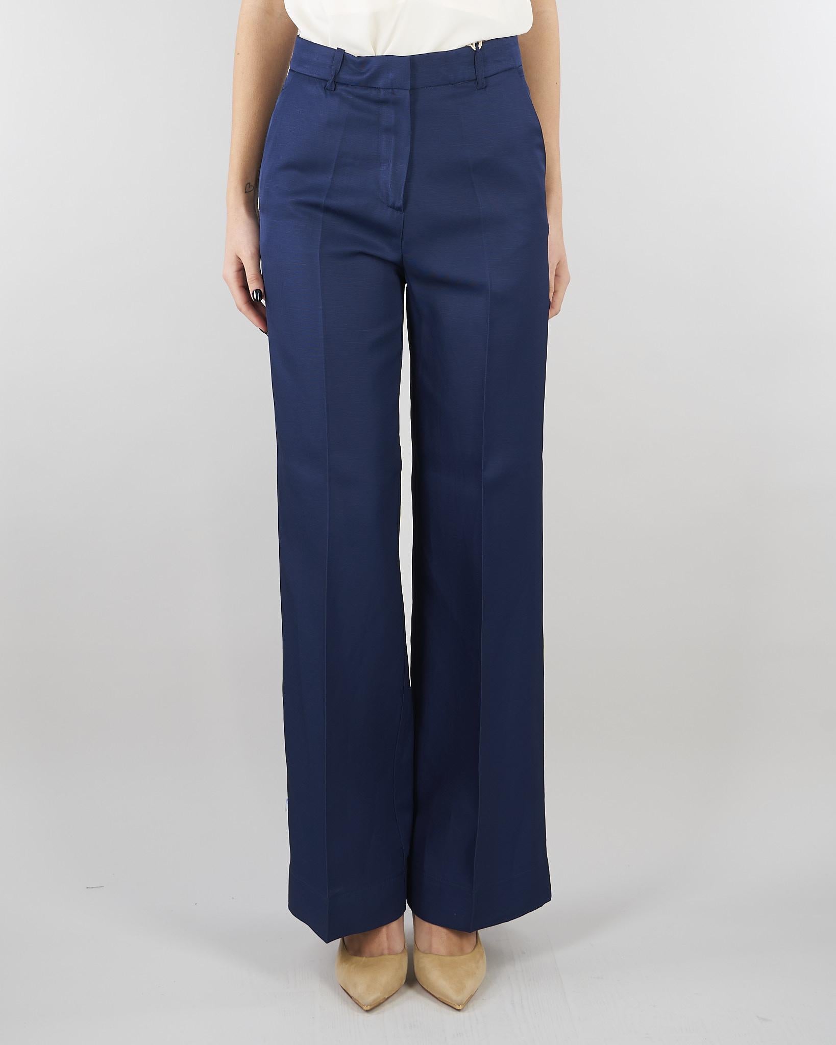 Pantalone Blu in misto viscosa e lino SP5CO005 3000 ICONA 