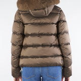 Piumino Marrone con cappuccio staccabile e vera pelliccia 2216E2Y0 37 COLMAR 