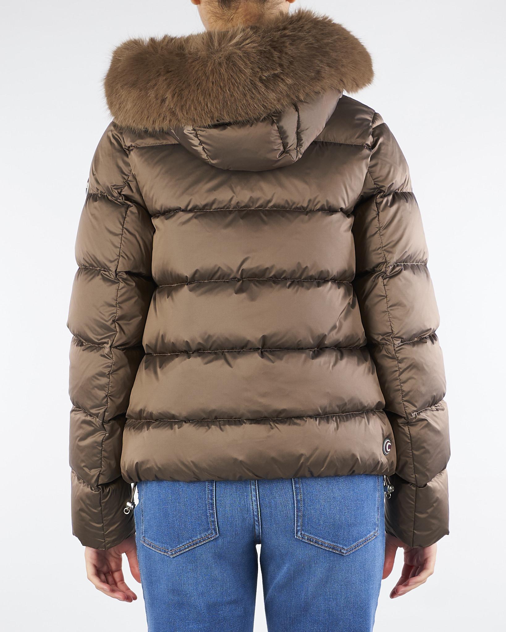 Piumino Marrone con cappuccio staccabile e vera pelliccia 2216E2Y0 37 COLMAR 