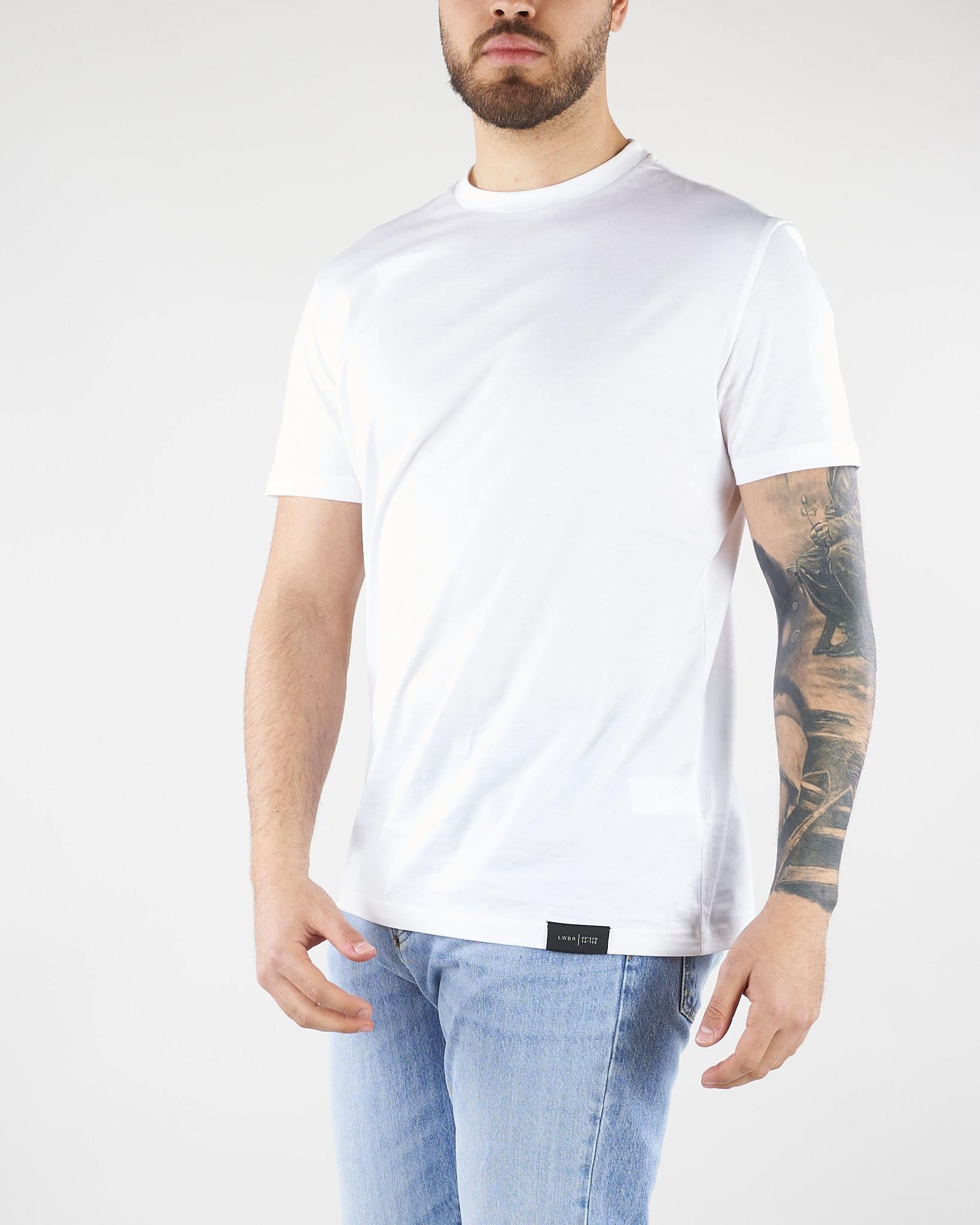 T-shirt Basic Bianco in cotone mercerizzato LT26001 A001 LOW BRAND 