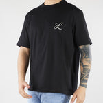 T-shirt Nero in jersey di cotone con ricamo logo Relaxed fit LT26009 D001 LOW BRAND 