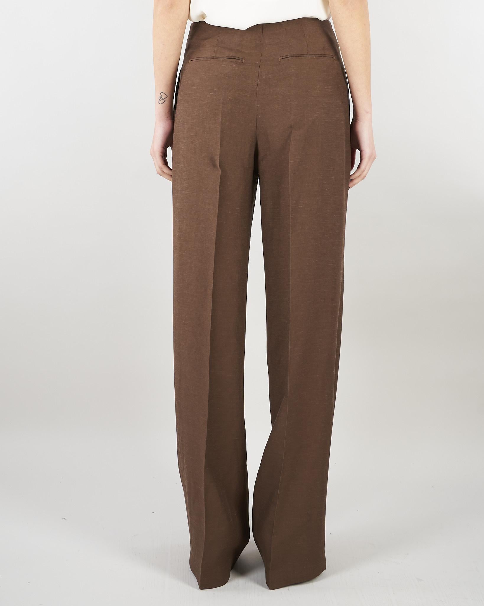 Pantaloni Cioccolato wide leg in misto lino RA6094T8823 90913 BLUGIRL 