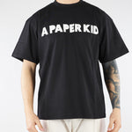 T-shirt Nero con stampa logo Relaxed Fit S6PKUATH154 110 A PAPER KID 